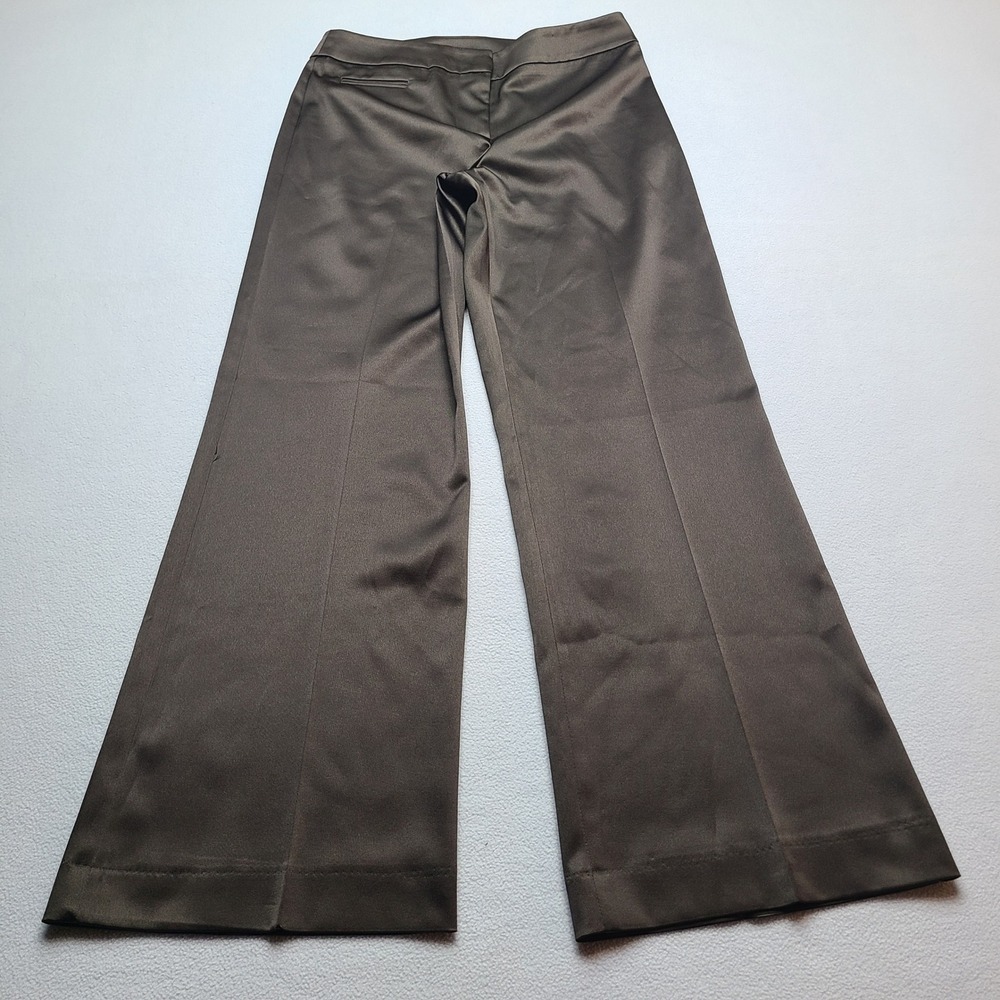 JS Collections Wide Leg Trousers Womens 6 Brown Excellent Satin Dress Pants
